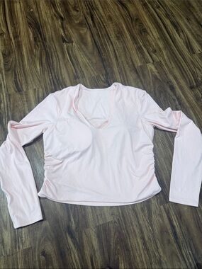 lululemon athletica Pale Pink Ribbed Long Sleeve V-Neck